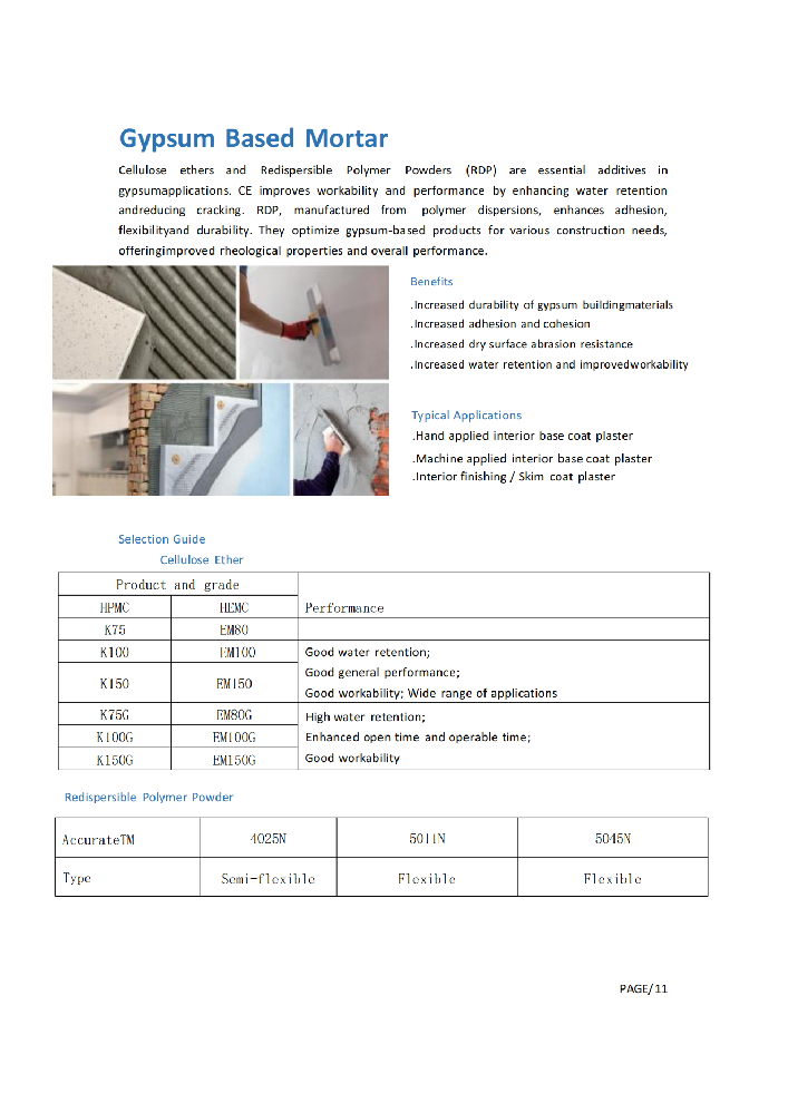 Gypsum Based Mortar